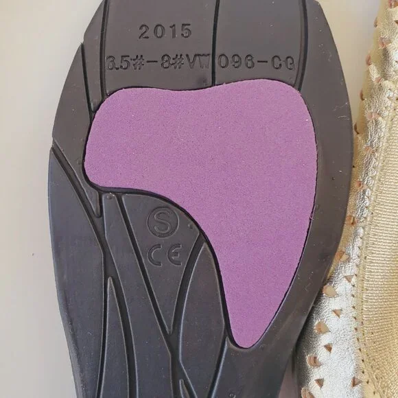 Vionic Spark Surin Gold Leather Slip On Cutout Arch Support Ballet Flats Size 8 - Picture 9 of 15